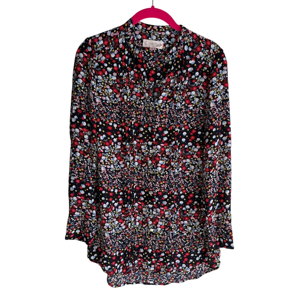 NANETTE LEPORE Multicolor‎ Floral Ladies Button Down Tunic Blouse, S